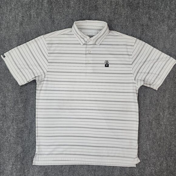 Straight Down Polo Shirt Mens XL White Striped Performance The Farms Golf Club - Picture 1 of 16